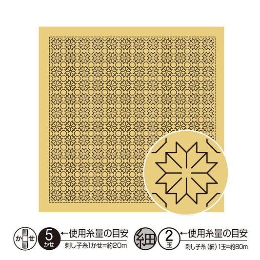 The image is a square with a repeating pattern of black and white flowers. There is a smaller circular image of the same pattern next to it.