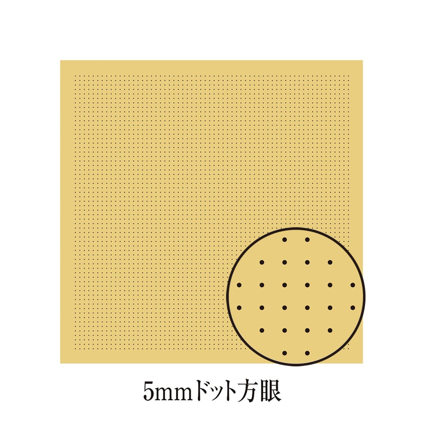 The image is a square with a grid of small dots, and there is a circle with a grid of small dots next to it.