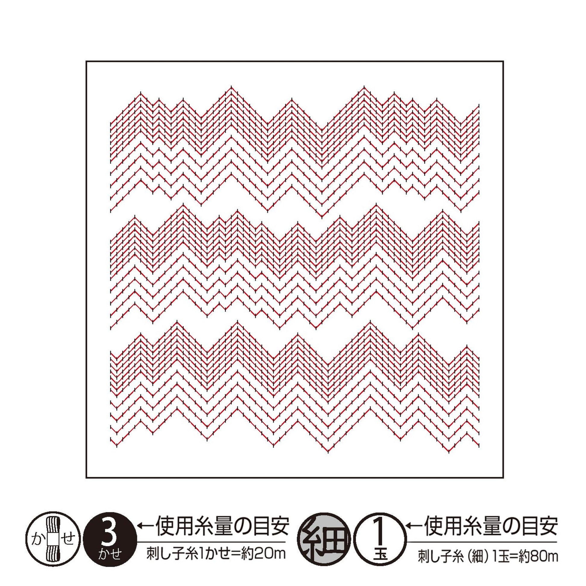 The image is a square with a repeating pattern of red zigzag lines.
