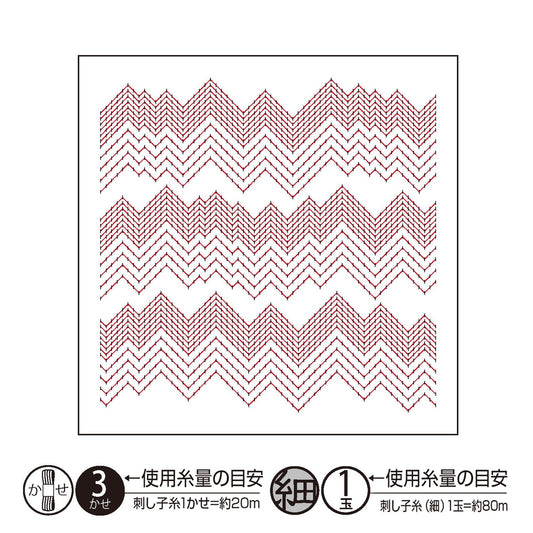 The image is a square with a repeating pattern of red zigzag lines.