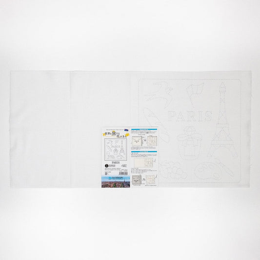 The image is a white sheet of paper with a drawing of Paris and some text and diagrams.
