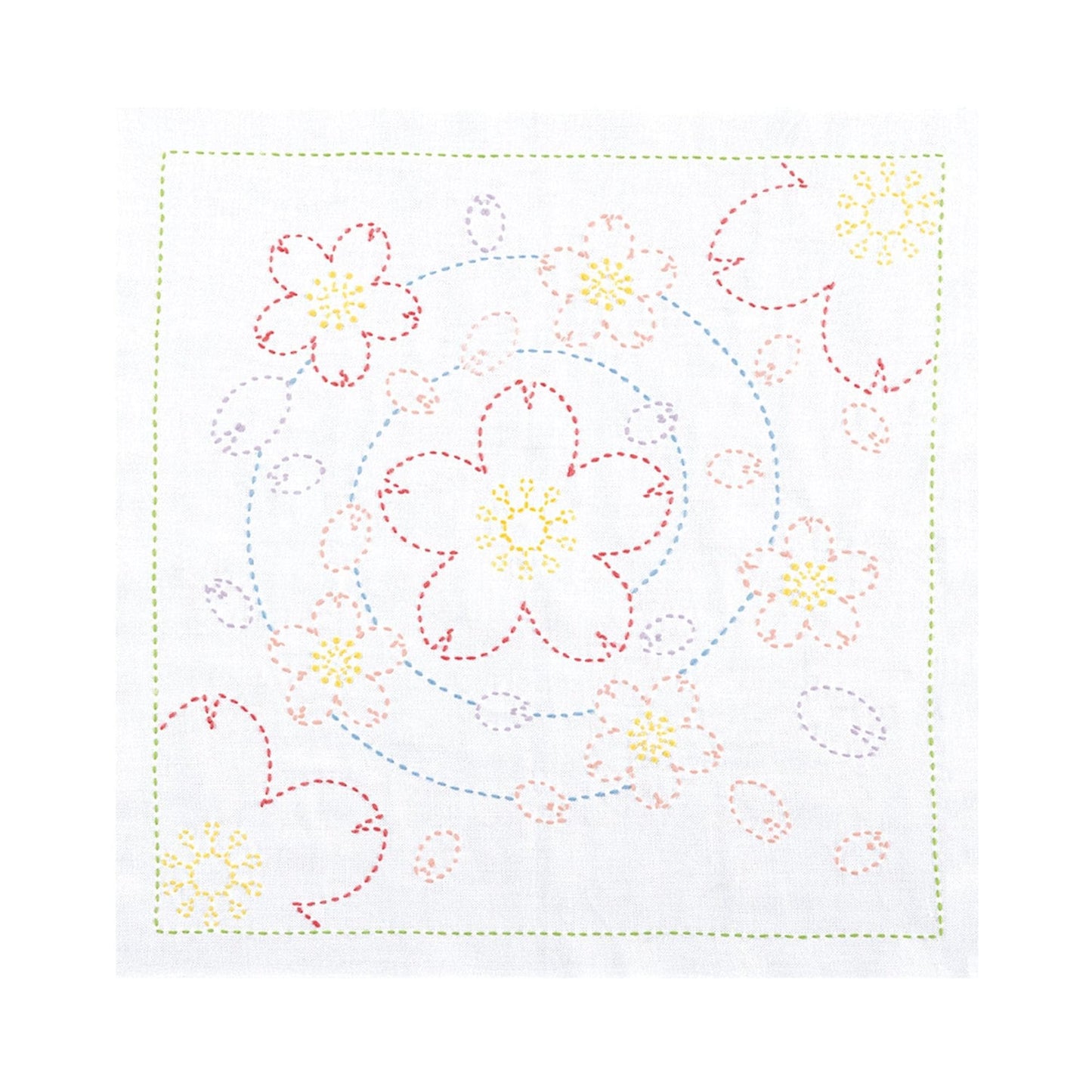 The image is a square with a floral pattern, featuring various colored flowers and leaves.
