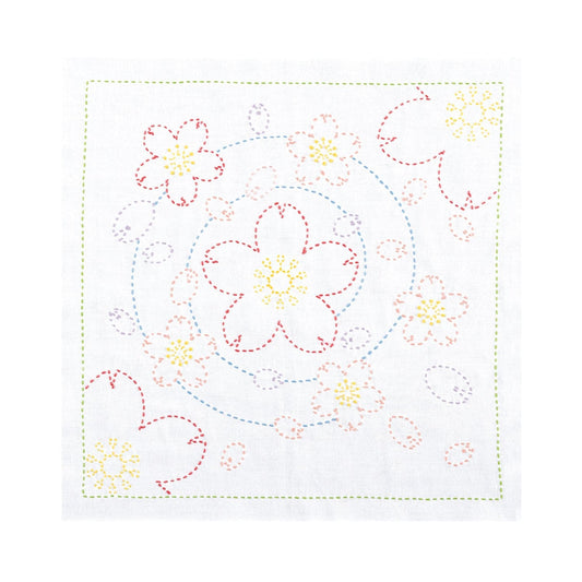 The image is a square with a floral pattern, featuring various colored flowers and leaves.