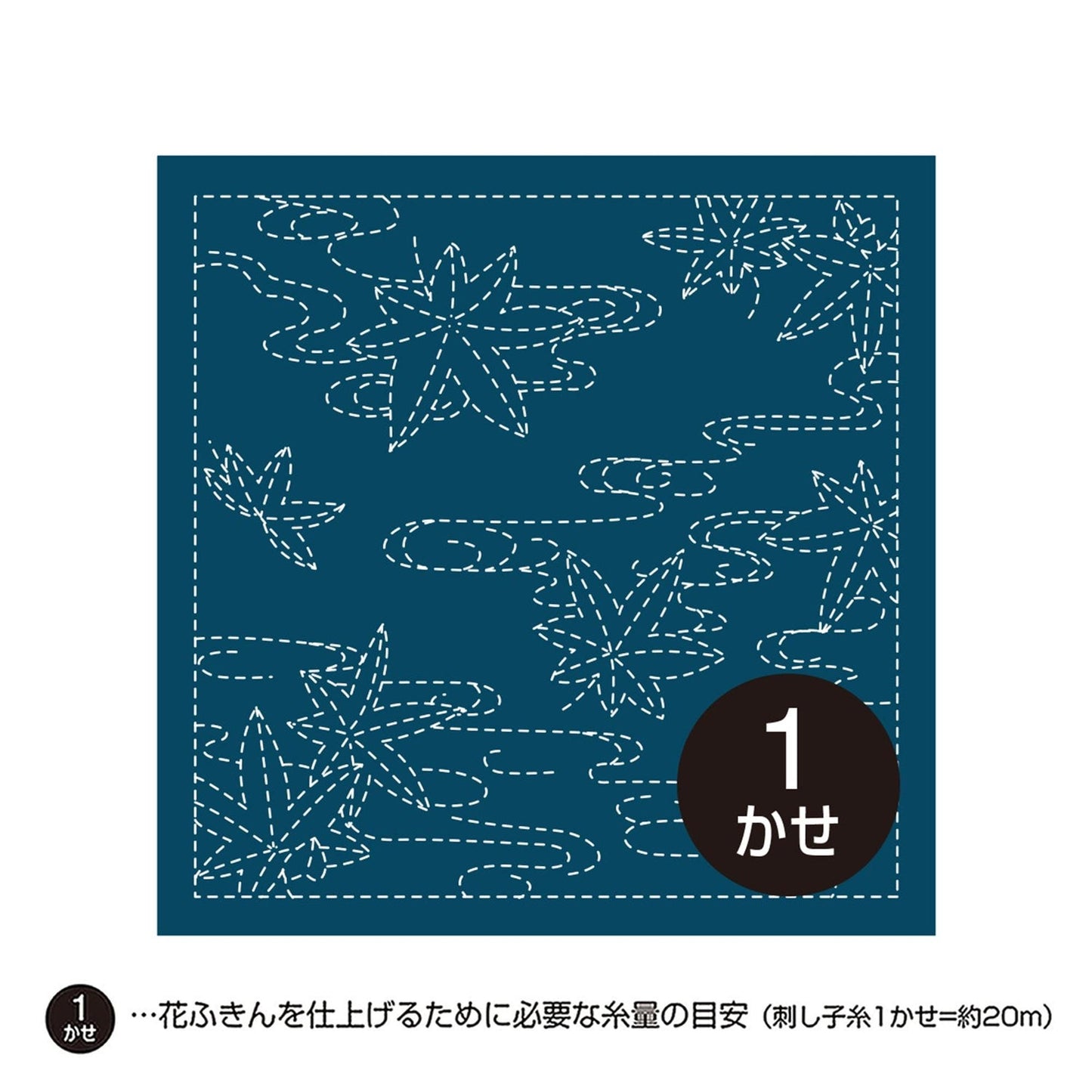 A square-shaped blue background with white dotted lines and leaf-like shapes, accompanied by a number 1 in the center.