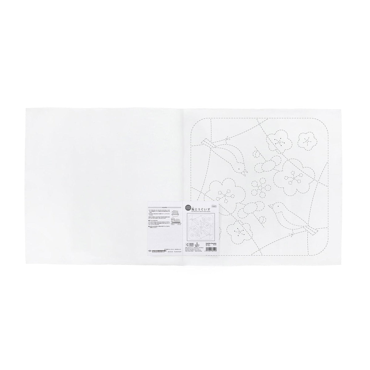 The image is a white square with a black and white illustration of a floral pattern on it.