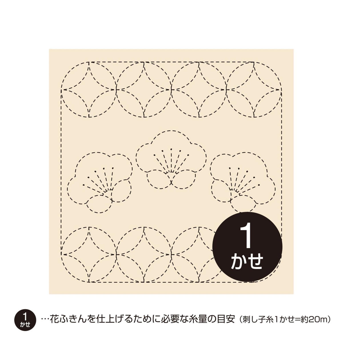 A square-shaped pattern with a repeating design of circles and flowers.