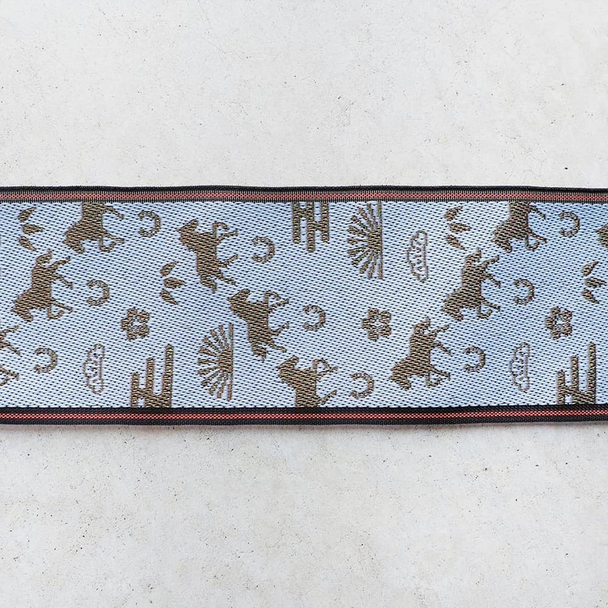 Tatami Edge Tape, Japanese Jacquard Trim | Lucky Horse Design | White x Gold