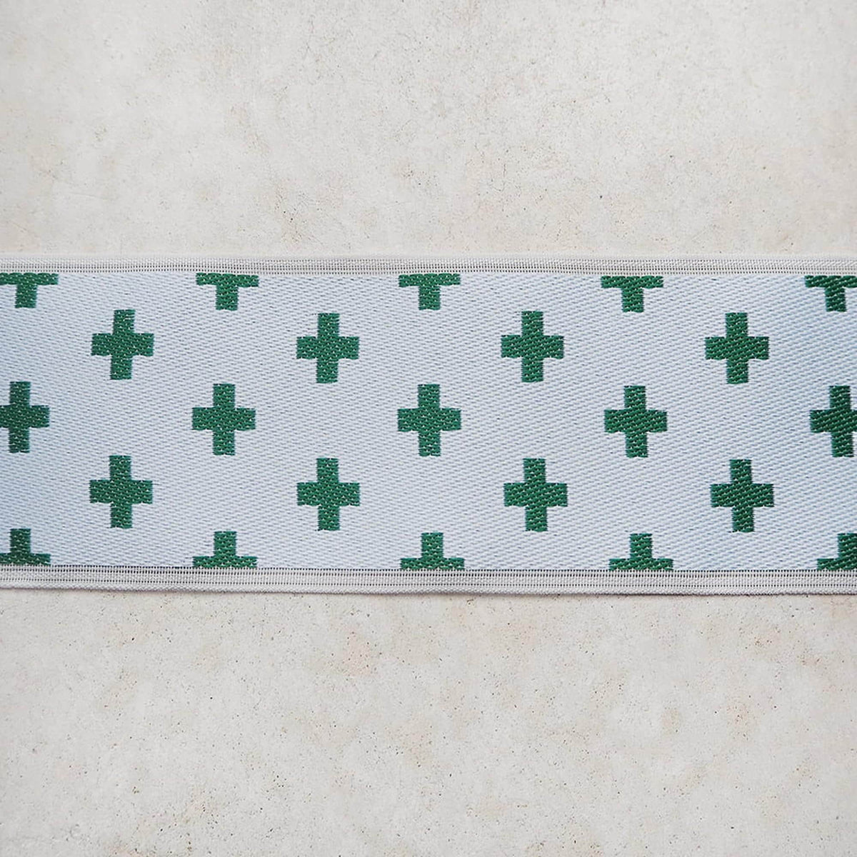 Tatami Edge Tape, Japanese Jacquard | Cross Pattern | Green, 8cm x 10m