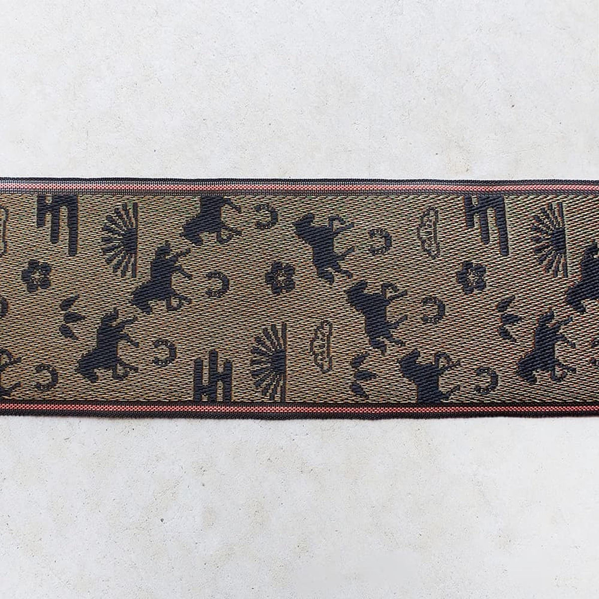 Tatami Edge Tape, Japanese Jacquard Ribbon | Lucky Horse, Black & Gold