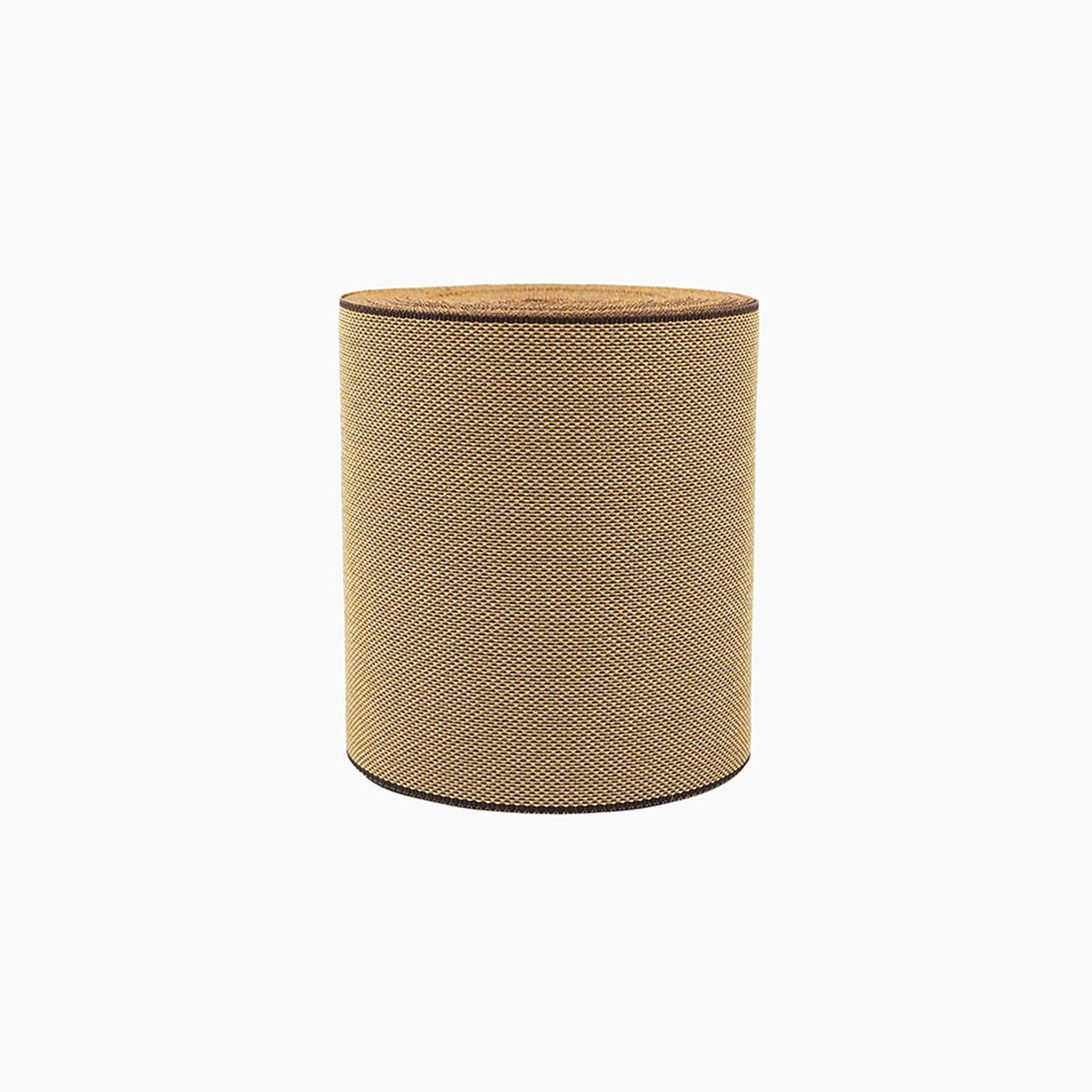A cylindrical object with a textured surface, possibly a speaker or lampshade, is shown against a white background.