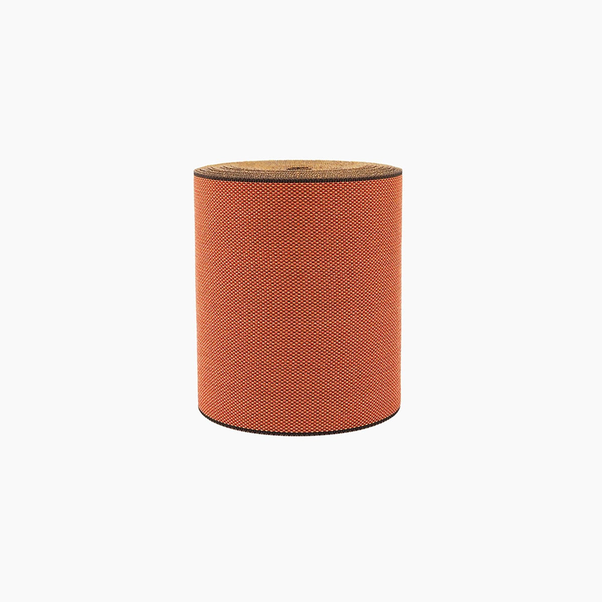 A cylindrical orange object with a textured surface, standing alone against a white background.