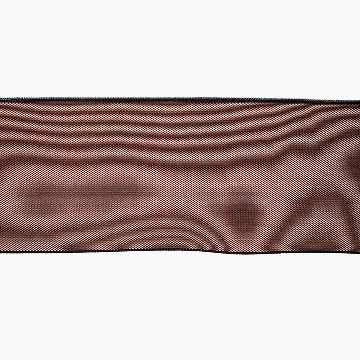 a close-up view of a fabric with a diagonal pattern of brown and black stripes.
