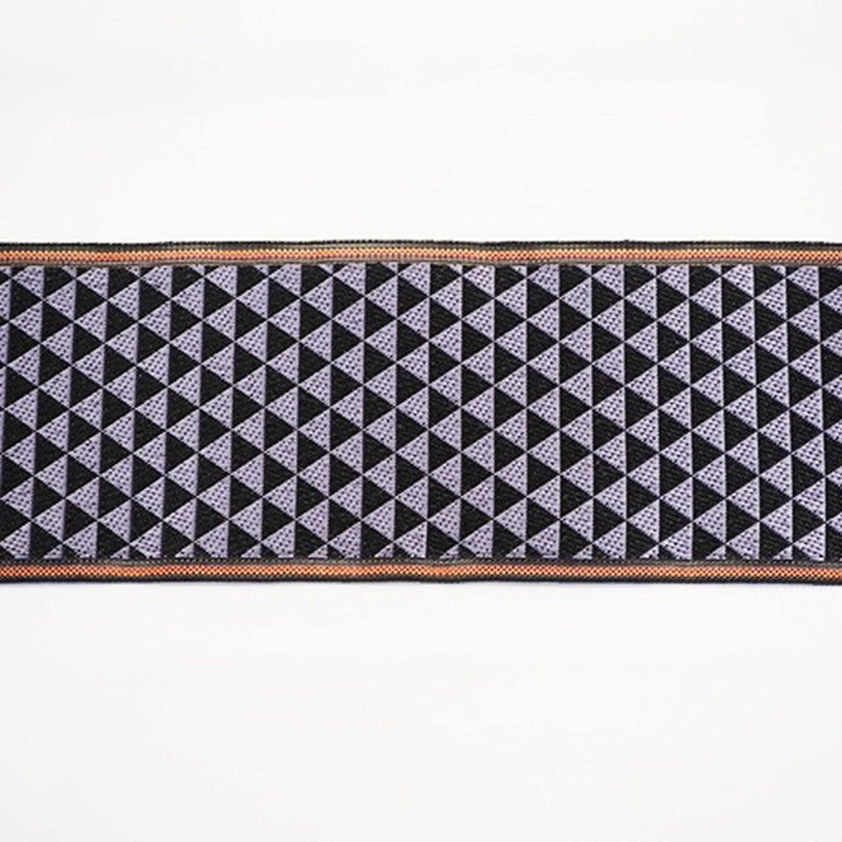 a repeating pattern of triangles in shades of purple and black, creating a visually striking and geometric design.