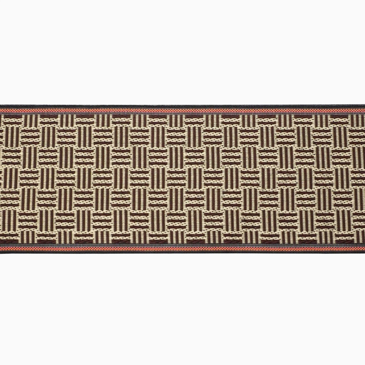 a repeating pattern of brown and black stripes on a white background.