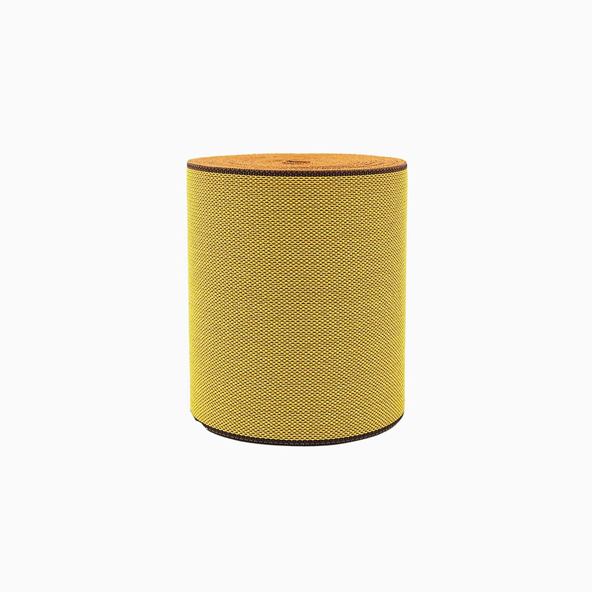 A yellow cylindrical object with a textured surface, resembling a speaker or speaker cone.