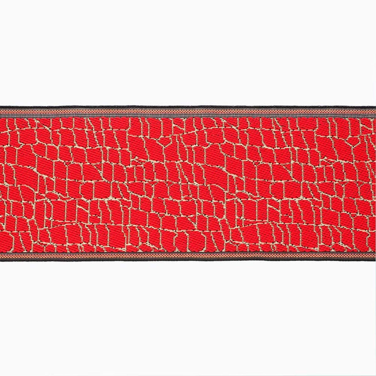 Tatami-beri Ribbon, Japanese Jacquard Trim | Brick Red & Beige | 8cm x 10m
