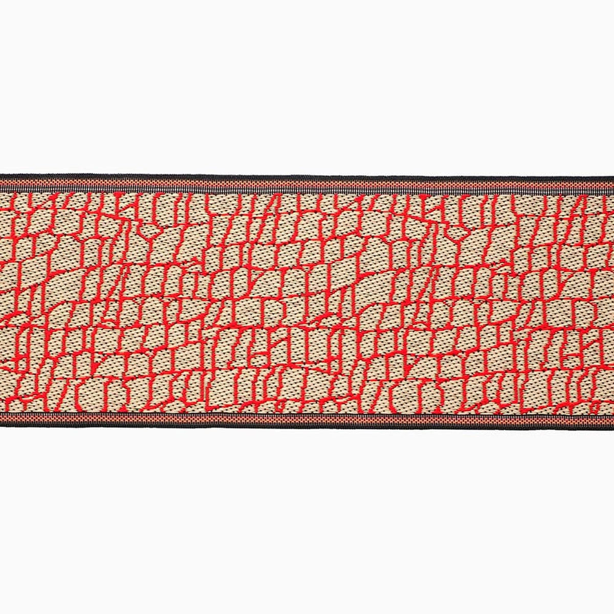 Tatami-beri Ribbon, Japanese Jacquard Trim | Brick Red & Beige | 8cm x 10m