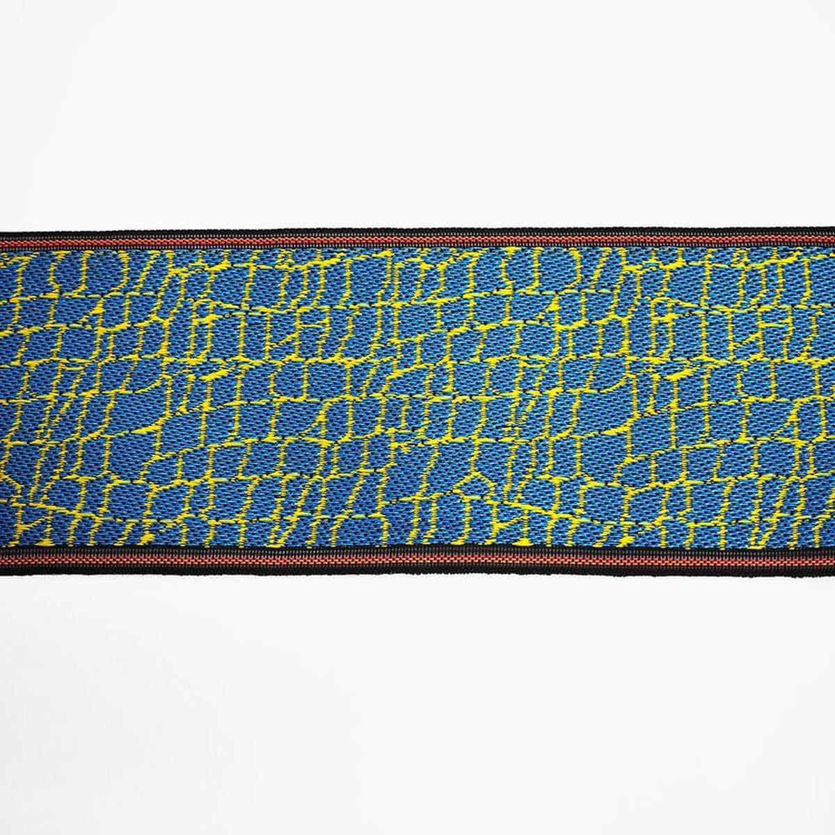Tatami Edge Tape, Japanese Jacquard Woven Trim | Brick Pattern, Yellow x Blue