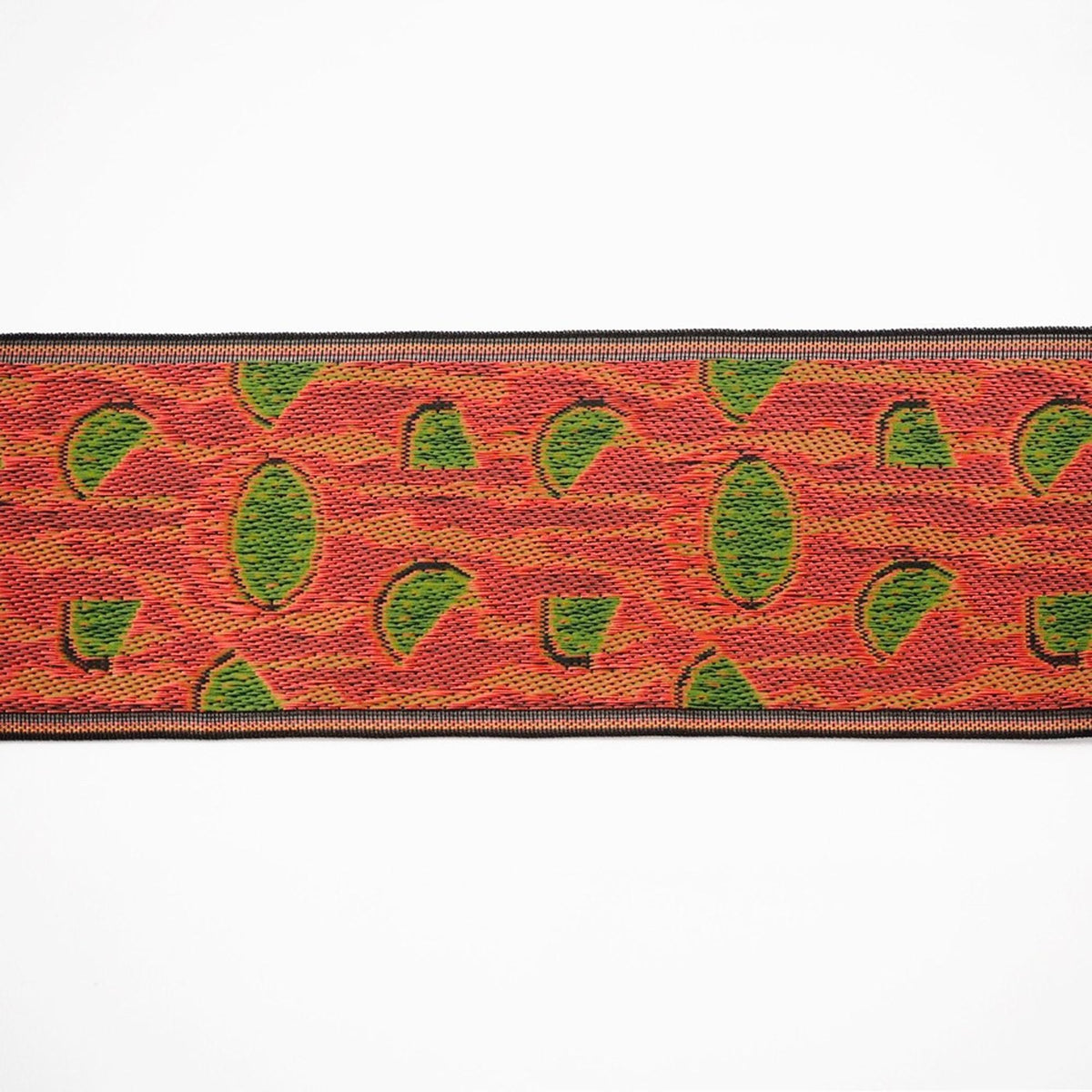 Japanese Jacquard Tatami-Beri Ribbon, Stiff Fabric Trim | Watermelon Pattern, 8cm Wide