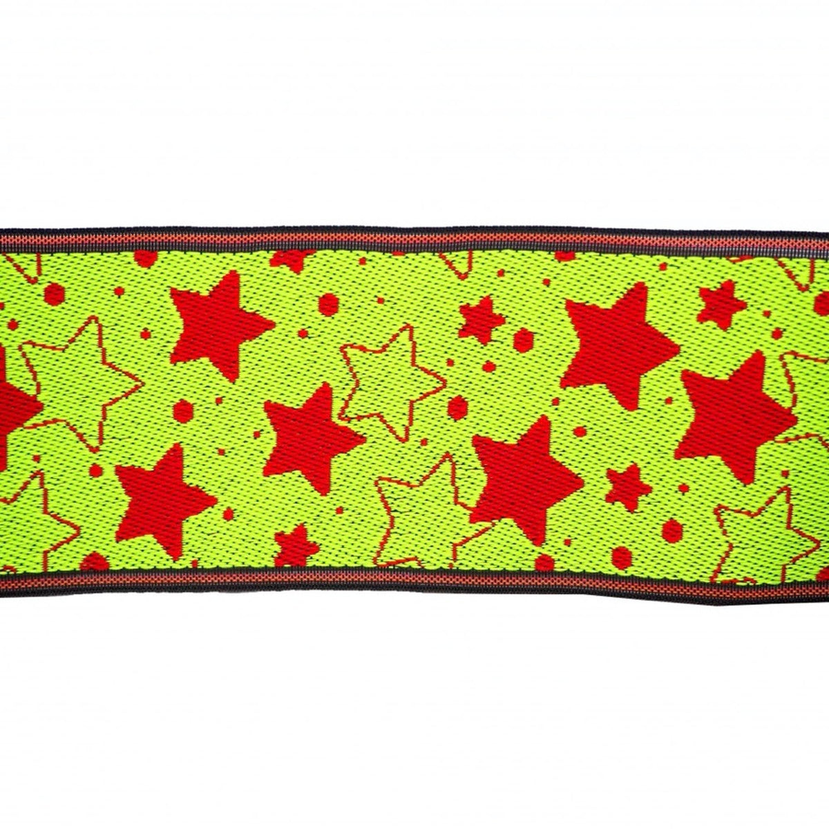 a vibrant pattern of red stars on a green background.