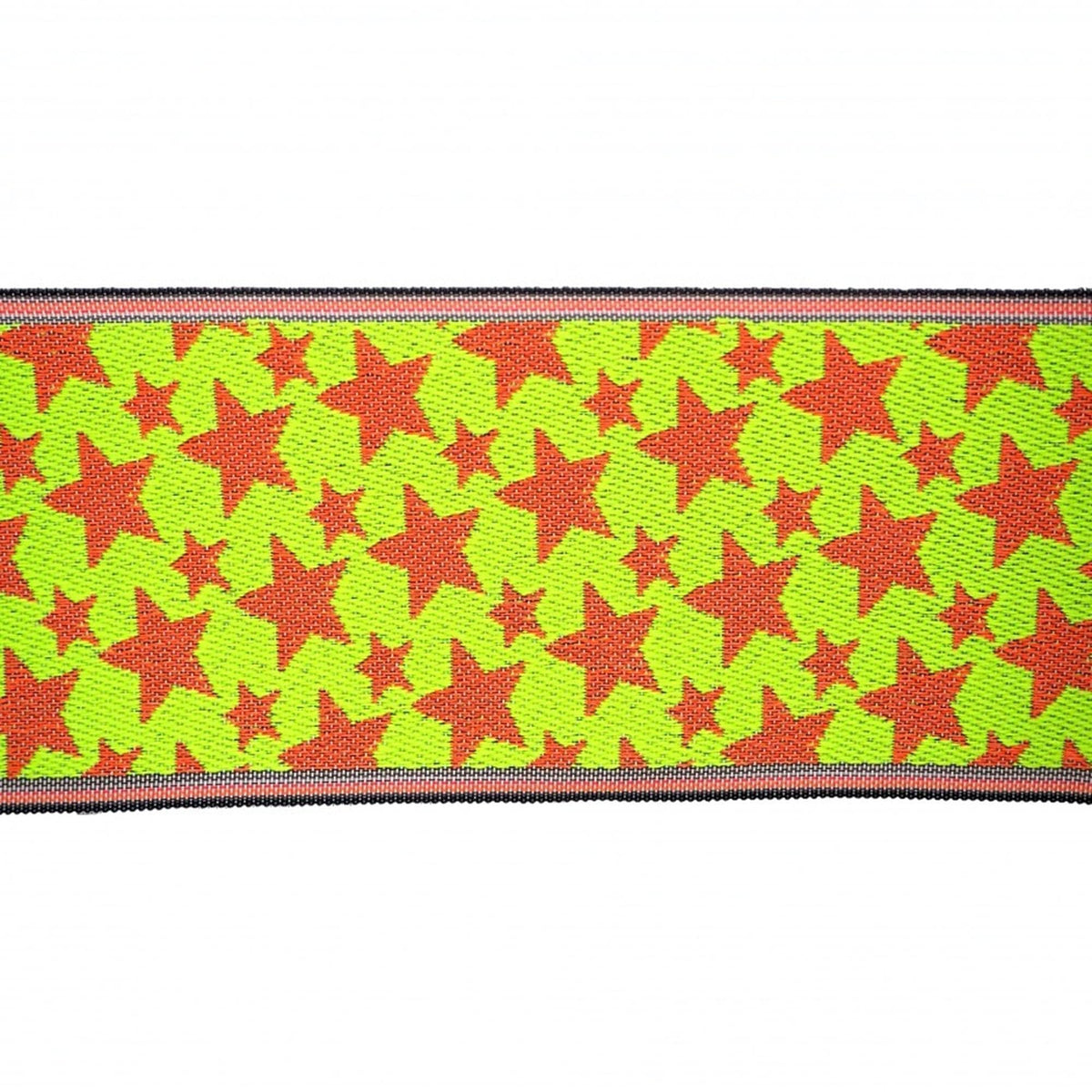 a vibrant and colorful pattern of red and green stars on a fabric or textile.
