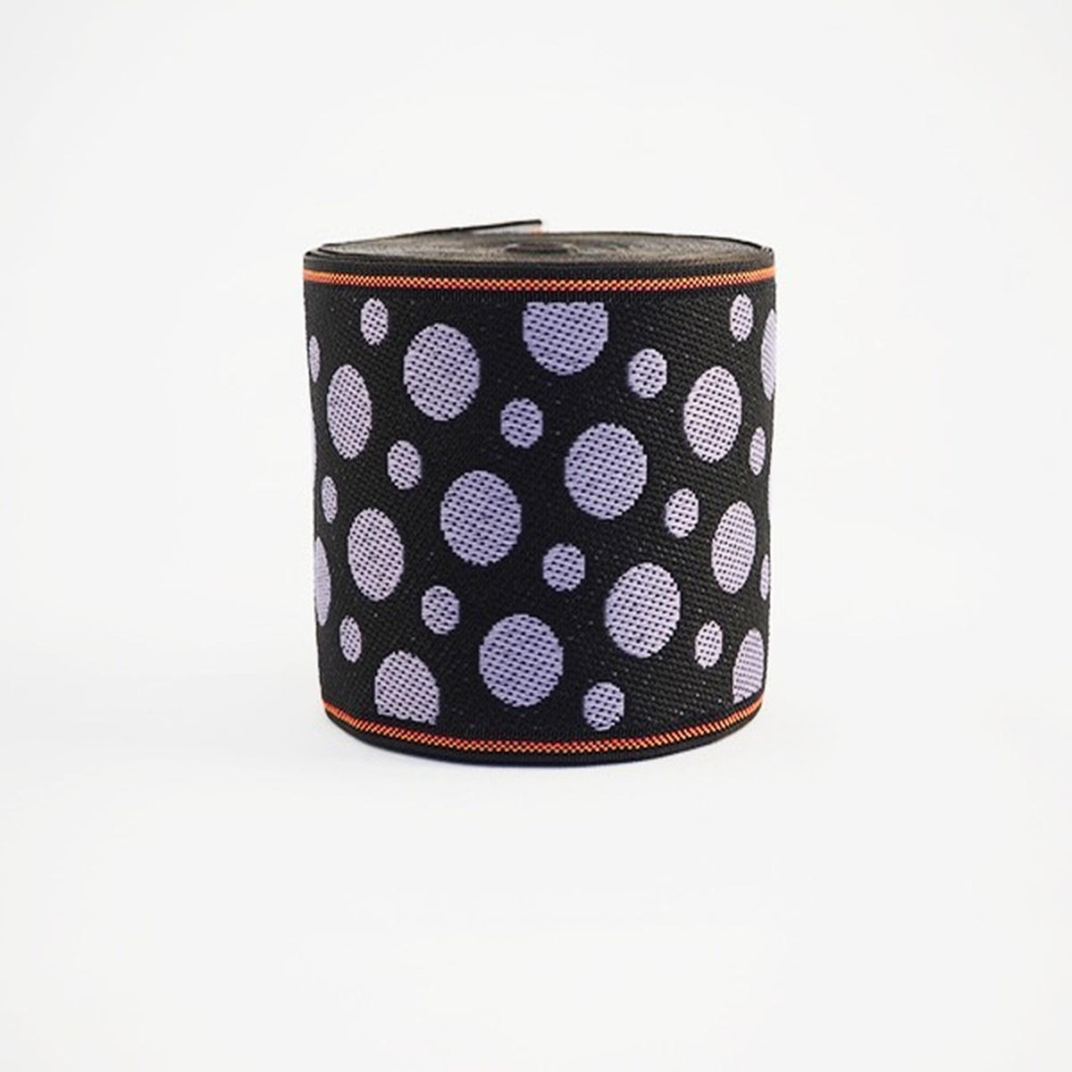 A black and orange circular pattern on a white background.