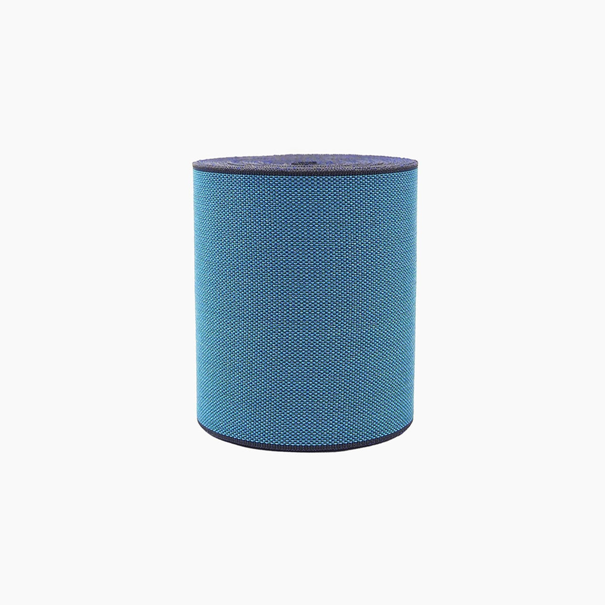 A blue cylindrical object with a textured surface, possibly a speaker or filter component.