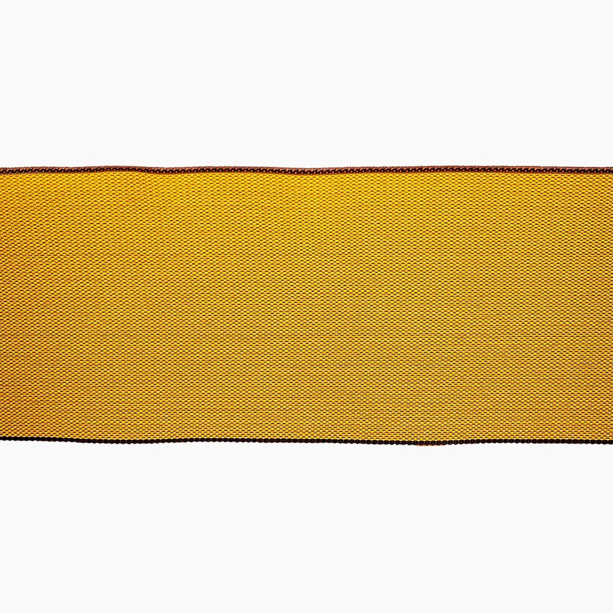 The image is a close-up of a yellow fabric with a black border, which appears to be a piece of material.
