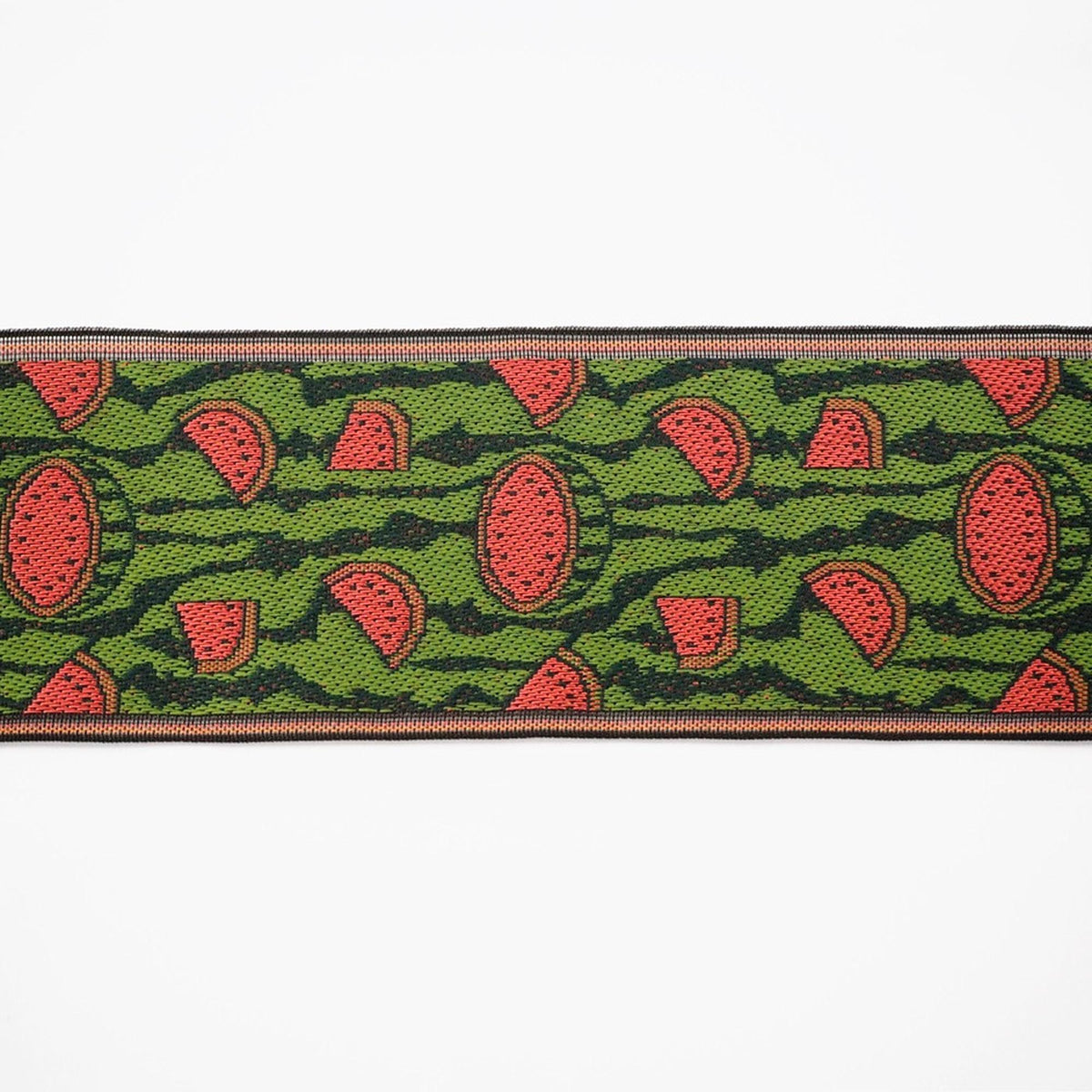 Japanese Jacquard Tatami-Beri Ribbon, Stiff Fabric Trim | Watermelon Pattern, 8cm Wide
